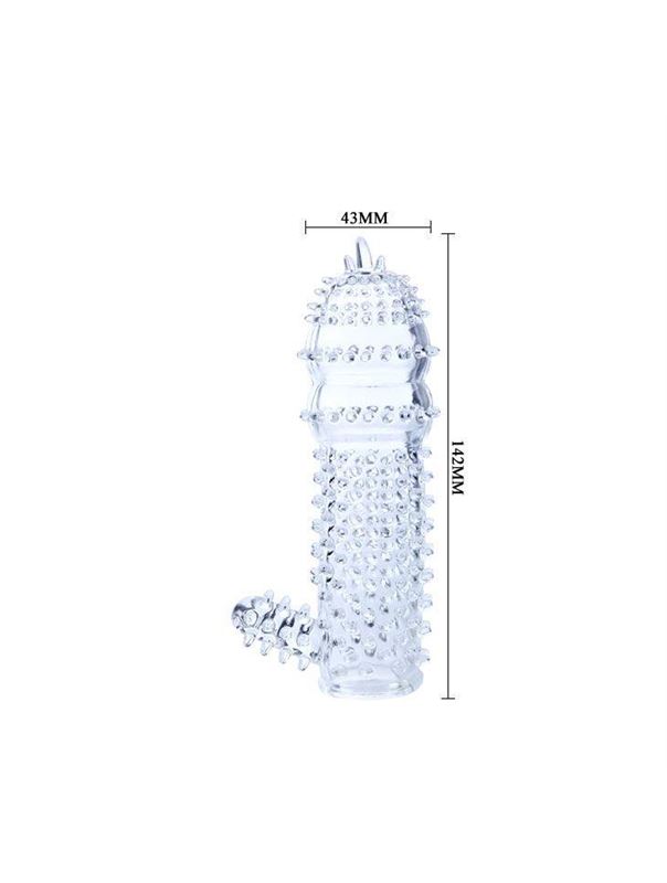 Насадка на пенис с шипами и стимулятором клитора (14,2 см)