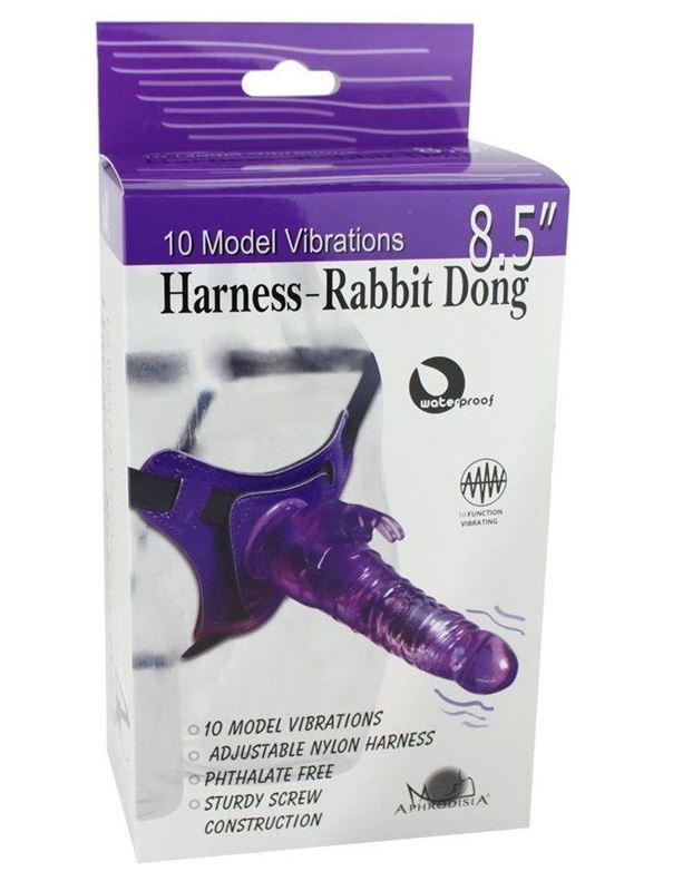 Розовый страпон 10 Model Vibrations 8.5" Harness Rabbit Dong (19 см)