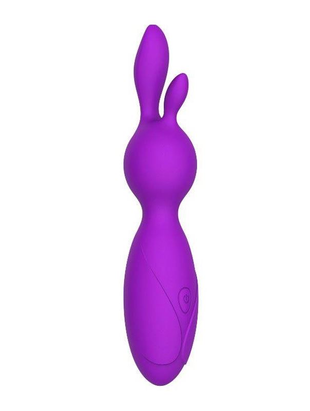 Фиолетовый мини-вибратор Emily с ушками - 16 см.
