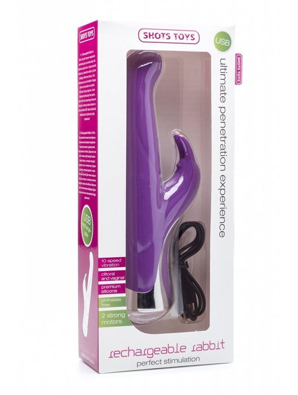Фиолетовый перезаряжаемый вибратор Rechargeable Rabbit Purple - 23,5 см.