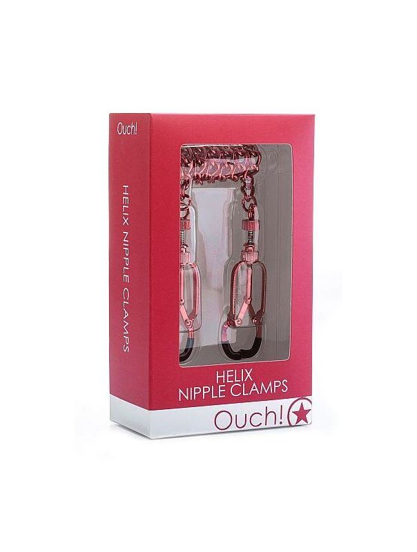 Красные зажимы на соски с цепочкой Helix Nipple Clamps