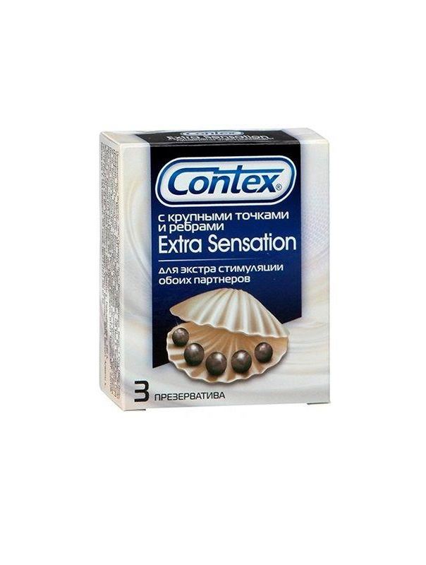 Презервативы с крупными точками и рёбрами Contex Extra Sensation - 3 шт.