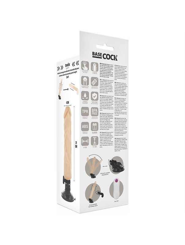 Телесный вибратор на мощной присоске Basecock Realistic Vibrator Remote Control (21 см)