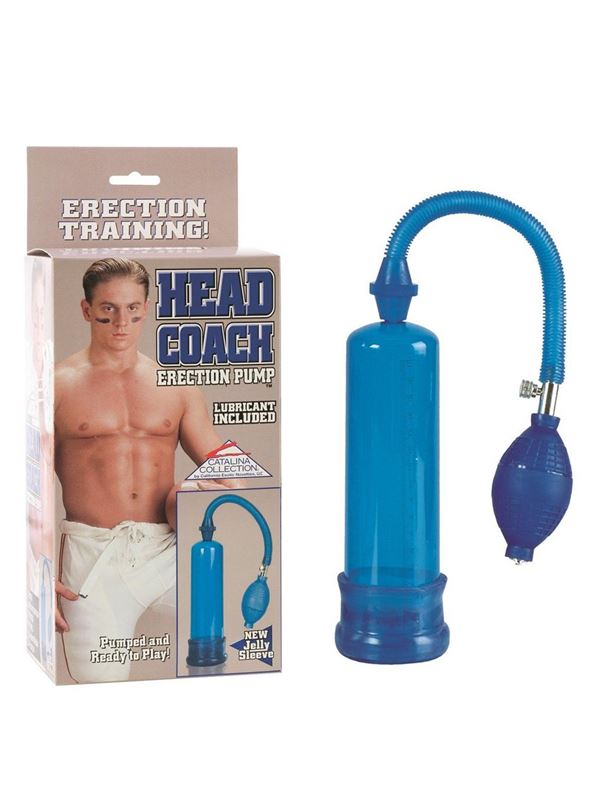 Синяя вакуумная помпа Head Coach Penis Pump