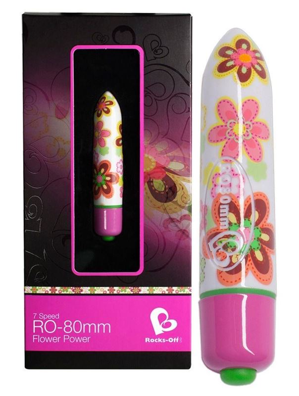 Мини-вибратор Flower Power с цветочным принтом - 8 см.