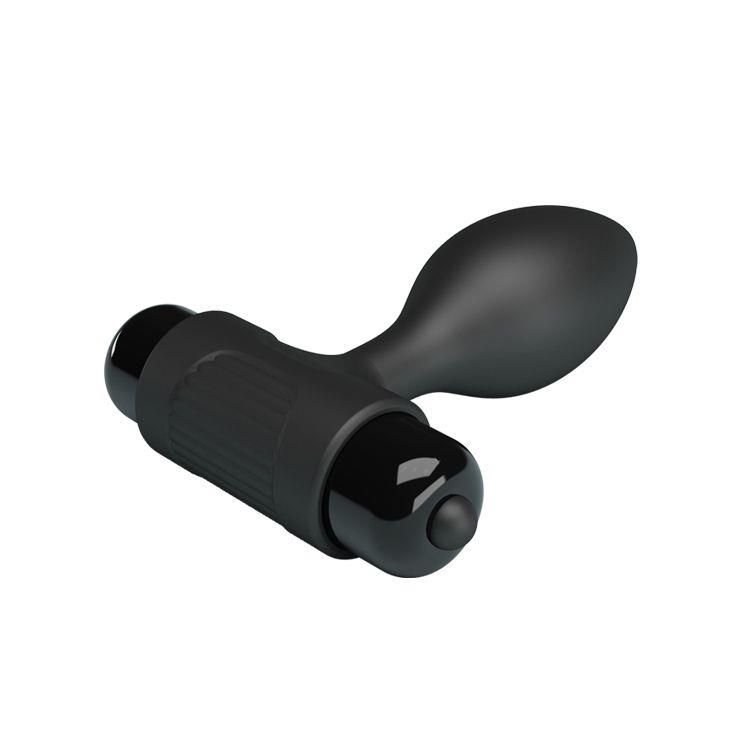 Черная анальная пробка Vibra с мощной вибрацией (8,6 см)