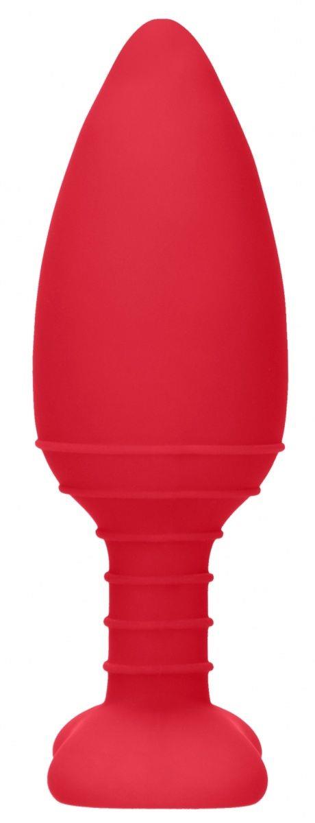 Красная анальная пробка Glow с вибрацией и подогревом (12 см)