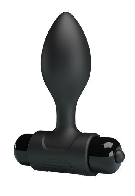 Черная анальная пробка Vibra с мощной вибрацией (8,6 см)
