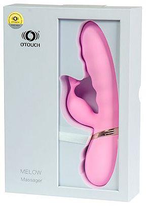 Розовый вибратор MELOW с клиторальным отростком (19,8 см)