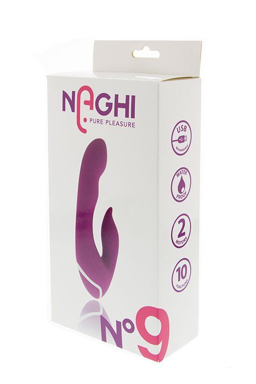 Фиолетовый вибратор NAGHI NO.9 с клиторальным отростком (19 см)