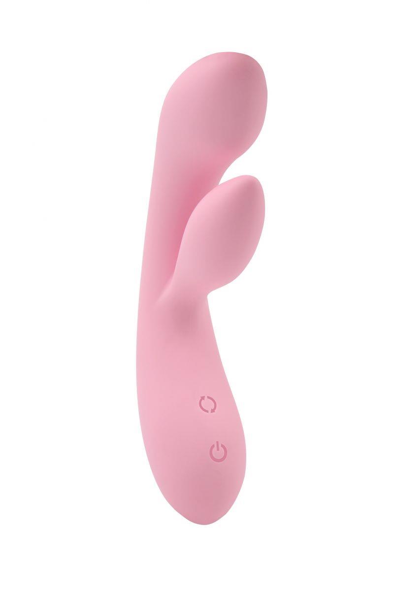 Нежно-розовый вибратор Dual Fulfill Bunny с клиторальным стимулятором (20,5 см)