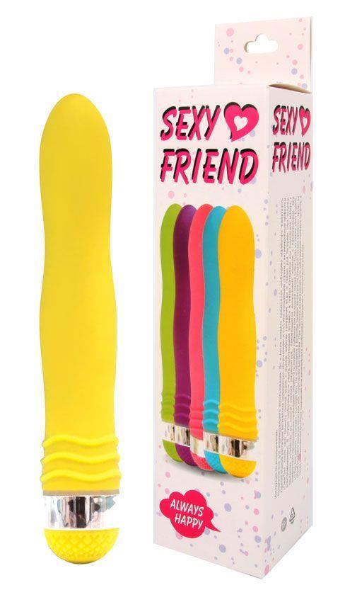 Желтый эргономичный вибратор Sexy Friend (17,5 см)