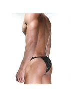 Мужские черно-розовые трусы-танга