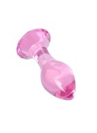 Розовая анальная втулка из стекла (8,5 см)