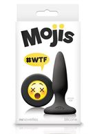 Черная силиконовая анальная пробка Emoji Face WTF (8,6 см)