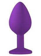 Средняя фиолетовая анальная пробка Emotions Cutie Medium с прозрачным кристаллом (8,5 см)