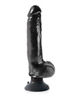Чёрный виброфаллос со съемной присоской 9 Vibrating Cock with Balls - 24,8 см.