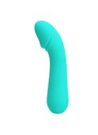 Бирюзовый силиконовый вибратор Cetus для G-точки (15 см)