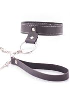 Узкий однослойный ошейник с поводком