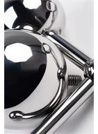 Серебристые бондажные стринги со сменными шарами