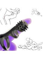 Черная рельефная насадка на пенис «Оки-Чпоки» с усиками