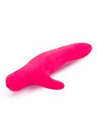 Розовый вибратор с клиторальным отростком (17 см)
