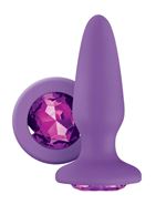 Фиолетовая анальная пробка с фиолетовым кристаллом Glams Purple Gem - 10,4 см.