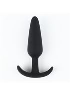 Черная силиконовая анальная пробка Soft-touch (10 см)