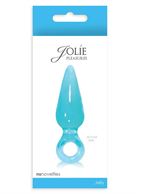 Голубая анальная пробка Pleasures Plug Mini с кольцом (9 см)