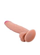 Телесный фаллоимитатор на присоске с выраженным рельефом (19 см)