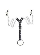 Зажимы для сосков с ремешком и кольцом для пениса