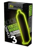 Презервативы DOMINO Neon Green со светящимся в темноте кончиком (3 шт)