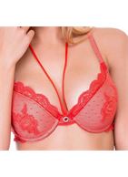 Бюстгальтер-балконет с ажурным узором на градуированной чашке