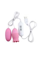 Розовые виброяйца, работающие от USB виброяйца - классическое и с подвижным язычком
