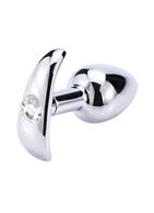 Серебристая анальная пробка для ношения с прозрачным кристаллом (7 см)