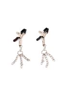 Серебристо-черные зажимы на соски с декором из цепочки