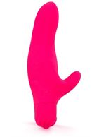 Розовый вибратор с клиторальным отростком (17 см)