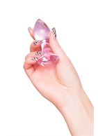 Розовая анальная втулка из стекла (8,5 см)