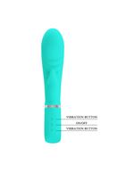 Бирюзовый вибратор-кролик с рёбрышками Prescott (20 см)