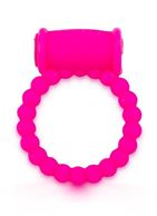 Розовое малоэластичное эрекционное кольцо с вибрацией