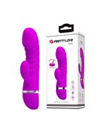 Лиловый вибратор Tracy с рёбрами и клиторальным отростком (18,8 см)