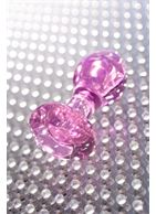 Розовая анальная втулка из стекла (8,5 см)