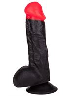 Чёрный фаллоимитатор с красной головкой (17 см)