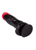 Чёрный фаллоимитатор с красной головкой (20 см)