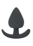 Черная каплевидная анальная силиконовая пробка с ограничителем (8 см)