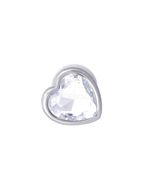 Серебристая анальная пробка с прозрачным кристаллом-сердцем (7 см)