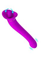 Лиловый двусторонний вибратор Faust с подвижным язычком (21,9 см)