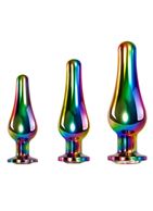 Набор из 3 радужных анальных пробок Rainbow Metal Plug Set