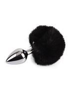 Серебристая анальная пробка с заячьим хвостиком Frolics Fur Tail Butt Plug