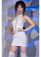 Бесшовное мини-платье с ажурными элементами